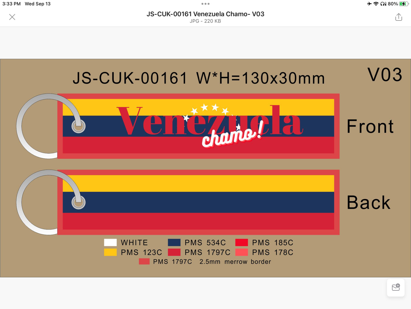Venezuela, Chamo! Luggage tag. Key Ring