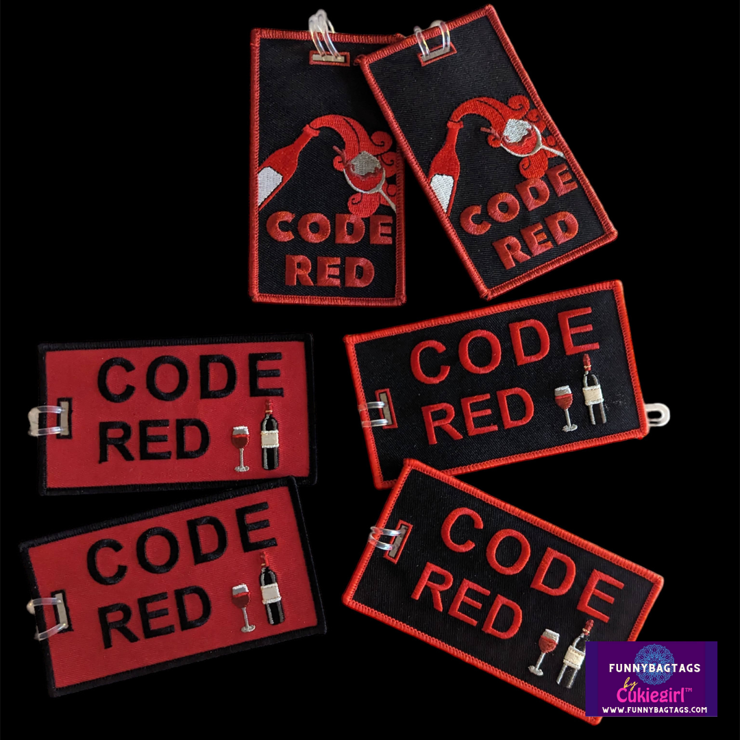 Code RED wine Bottle Luggage Tag