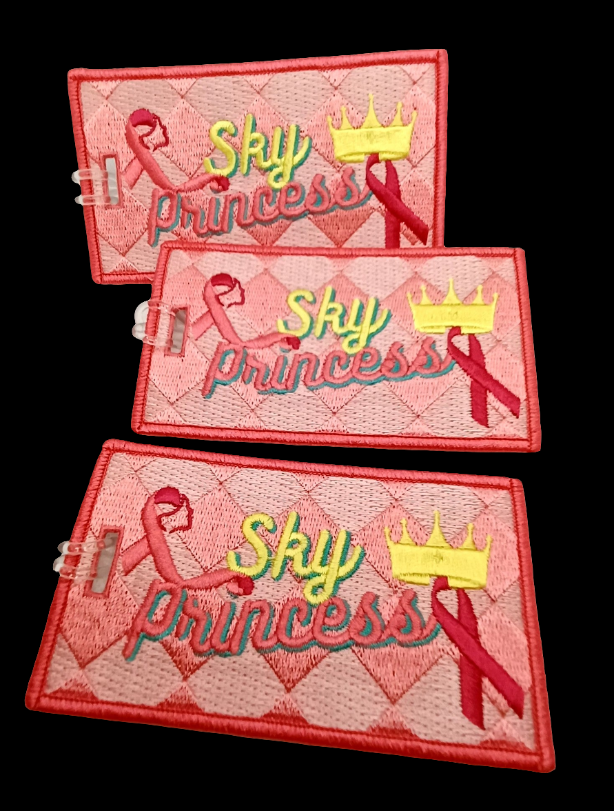 SKY PRINCESS Luggage Tag. BREAST CANCER AWARENESS