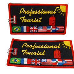 PROFESSIONAL TOURIST Luggage Tags. Black background