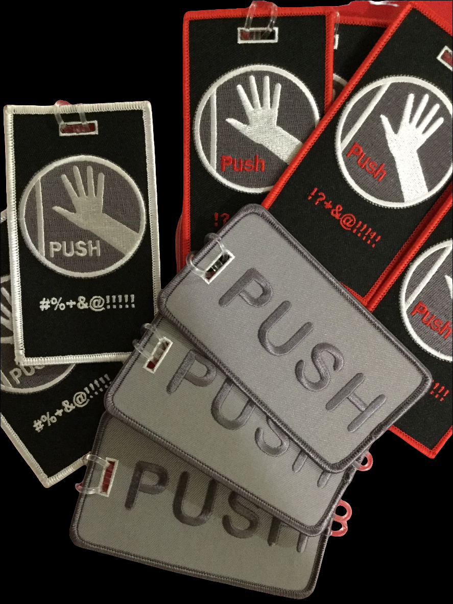 Push! #$@&!!!! The ..door! Black and Gray Luggage Tag