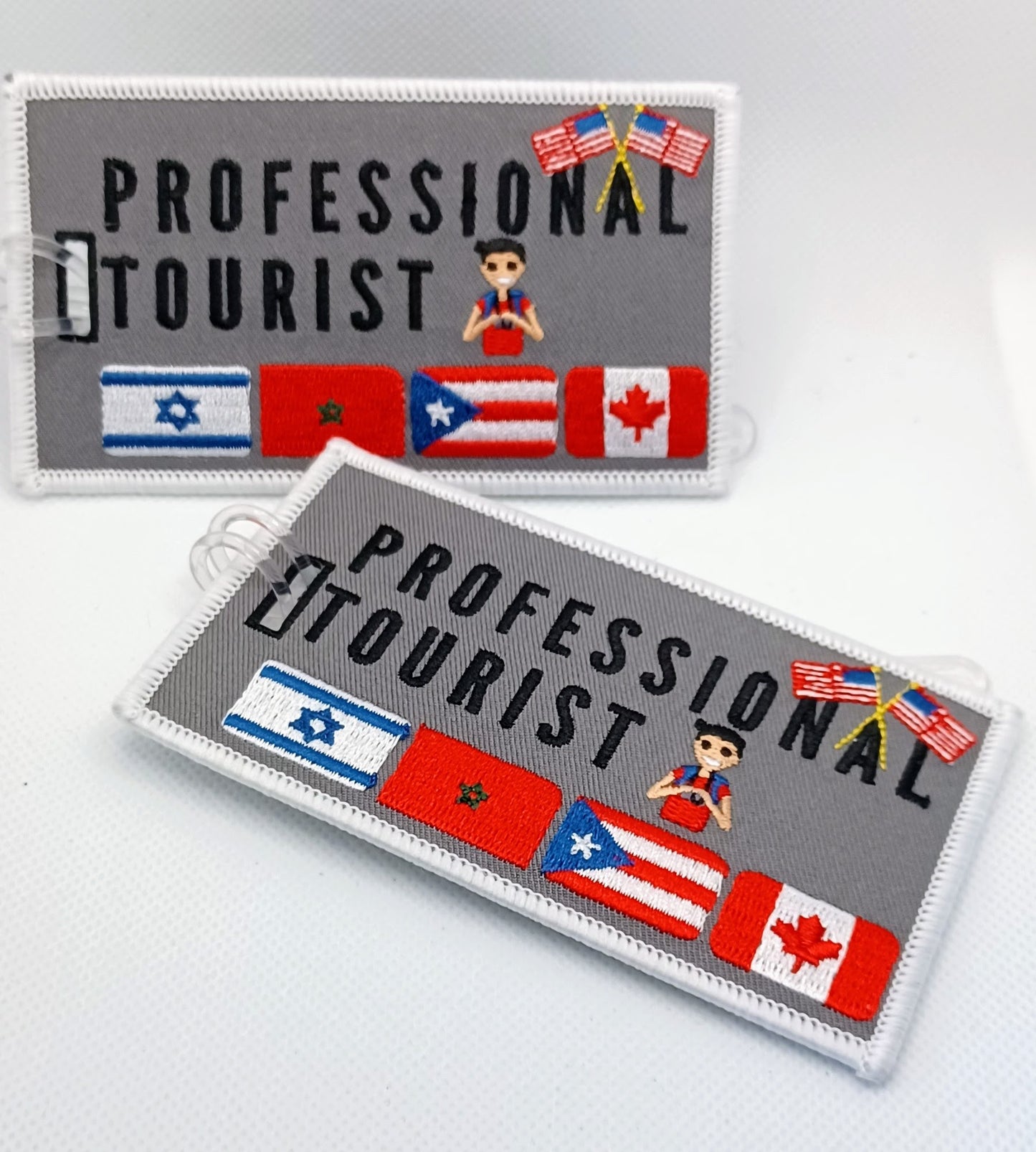 PROFESSIONAL TOURIST™ Luggage Tags GRAY. ISRAEL.MOROCCO.PR.CANADA