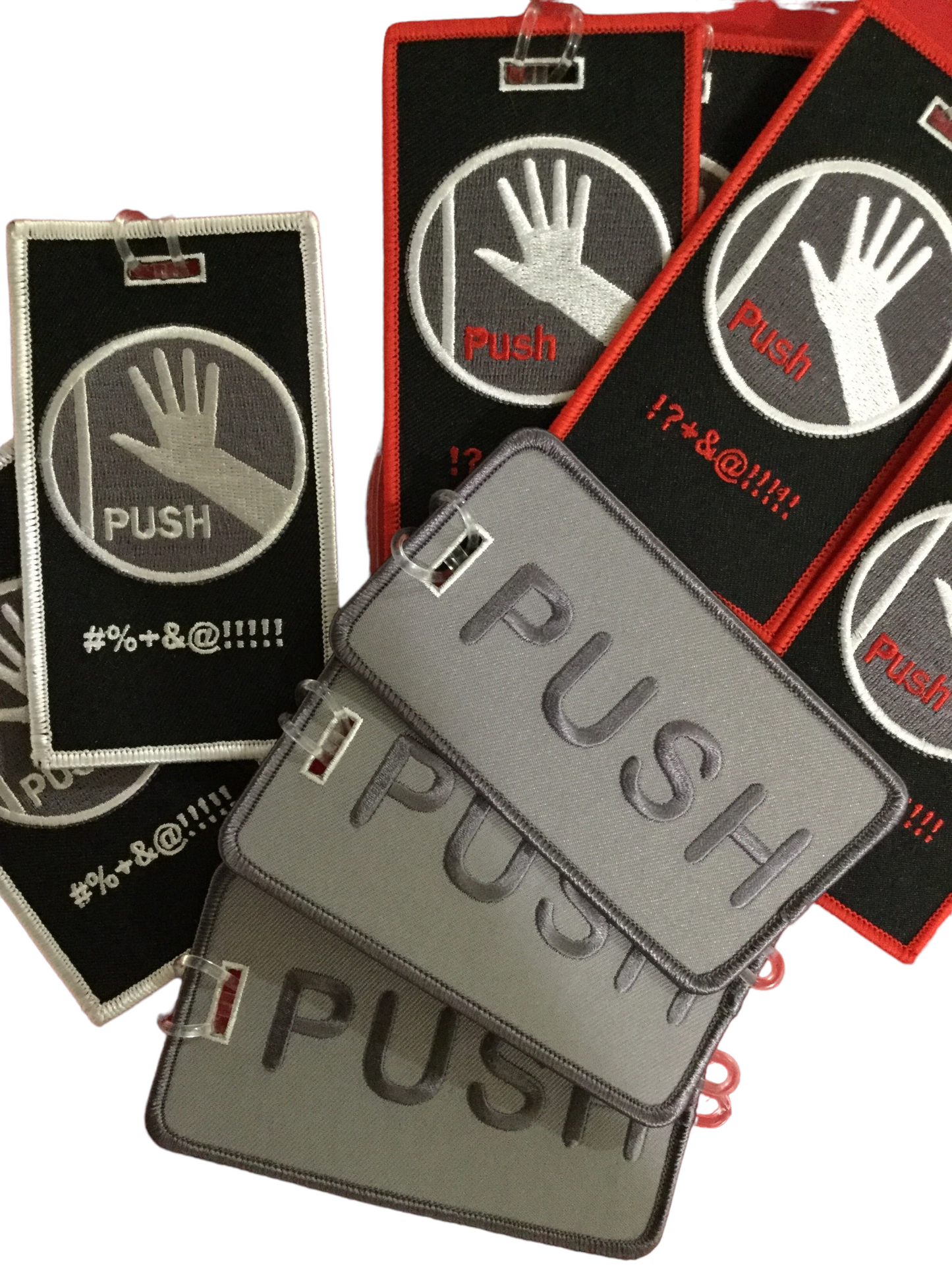 Push! #$@&!!!! The ..door! Black and Gray Luggage Tag