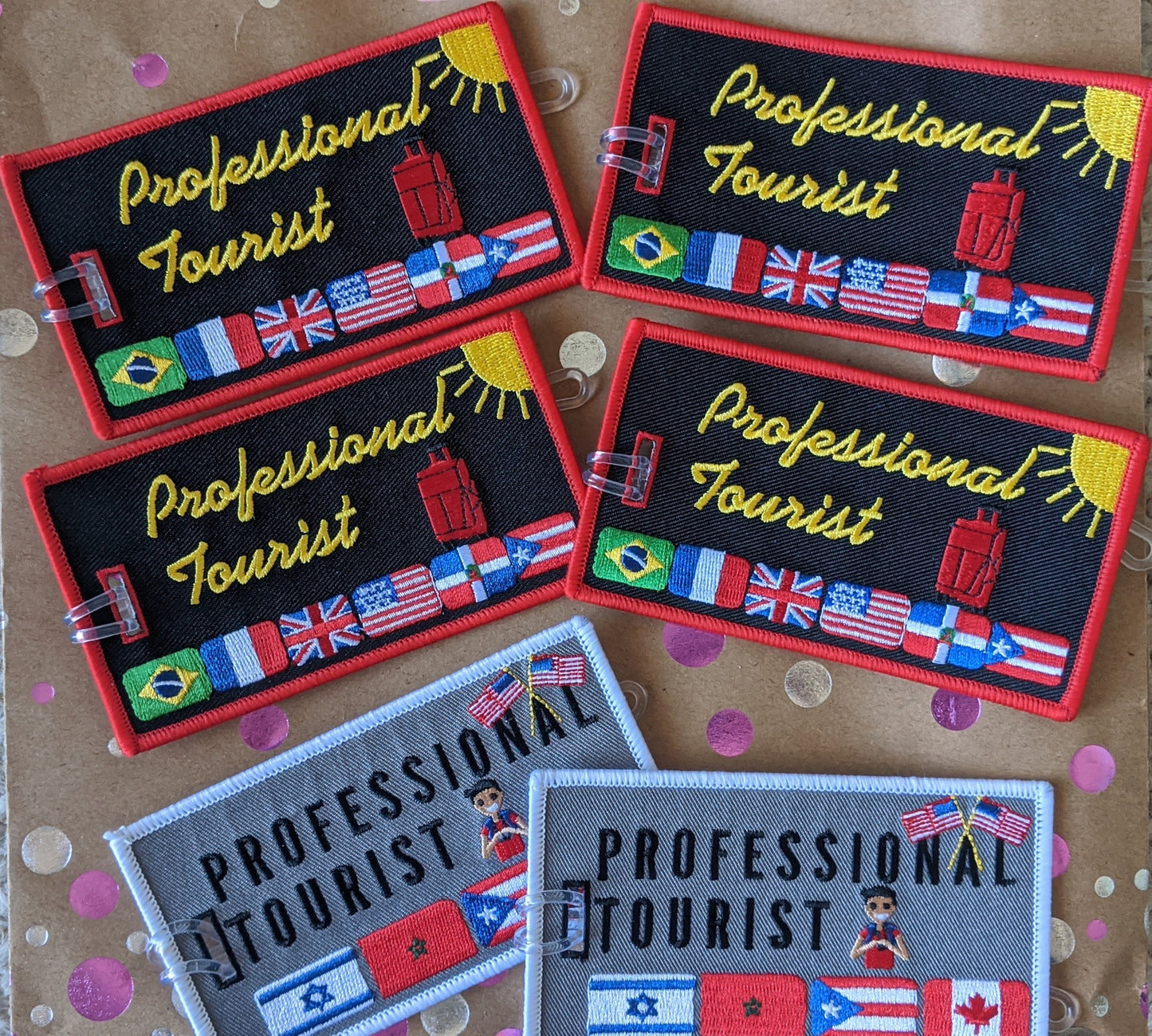 PROFESSIONAL TOURIST™ Luggage Tags GRAY. ISRAEL.MOROCCO.PR.CANADA