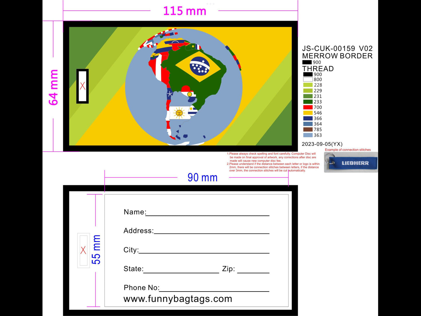 South American Flags Globe Luggage tag