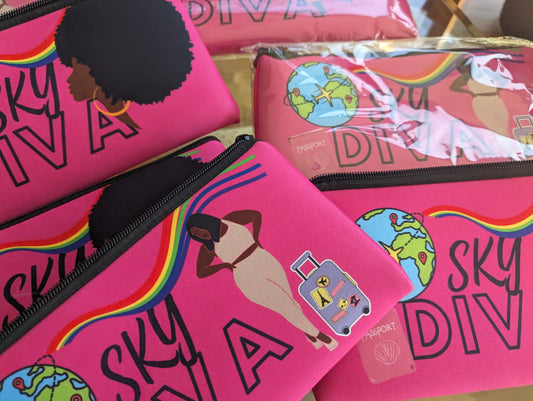 Bundle Black History Month Sky Diva Zipper Bags & 2 Luggage Tags
