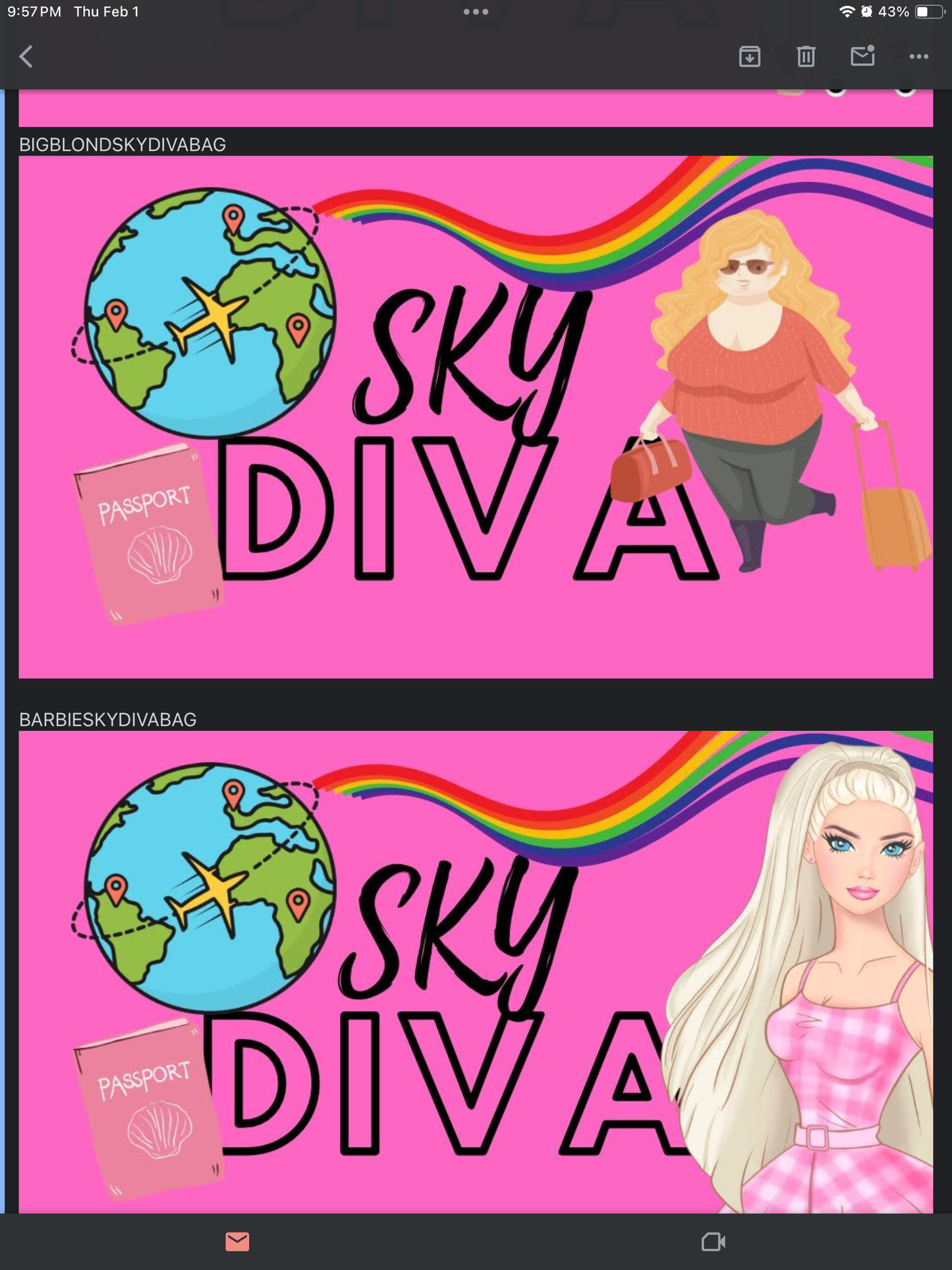 BARBIE BLOND Sky Diva Zipper Bag